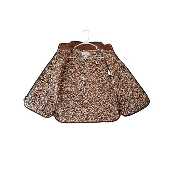Tasha Polizzi Women's Collection Size L BrownFaux Swede Leopard Print Vest Jacke - Picture 3 of 13
